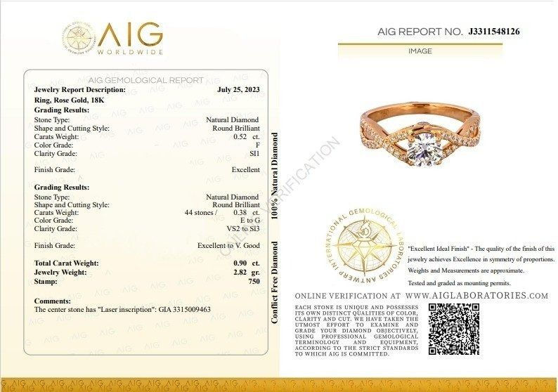 Thumbnail: Glamorous .90ct. Round Brilliant Pave Diamond Ring