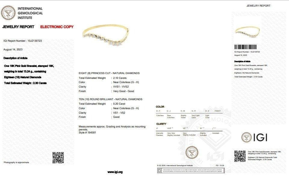Thumbnail: Beautiful 2.10ct. Princess Cut Diamond Bracelet
