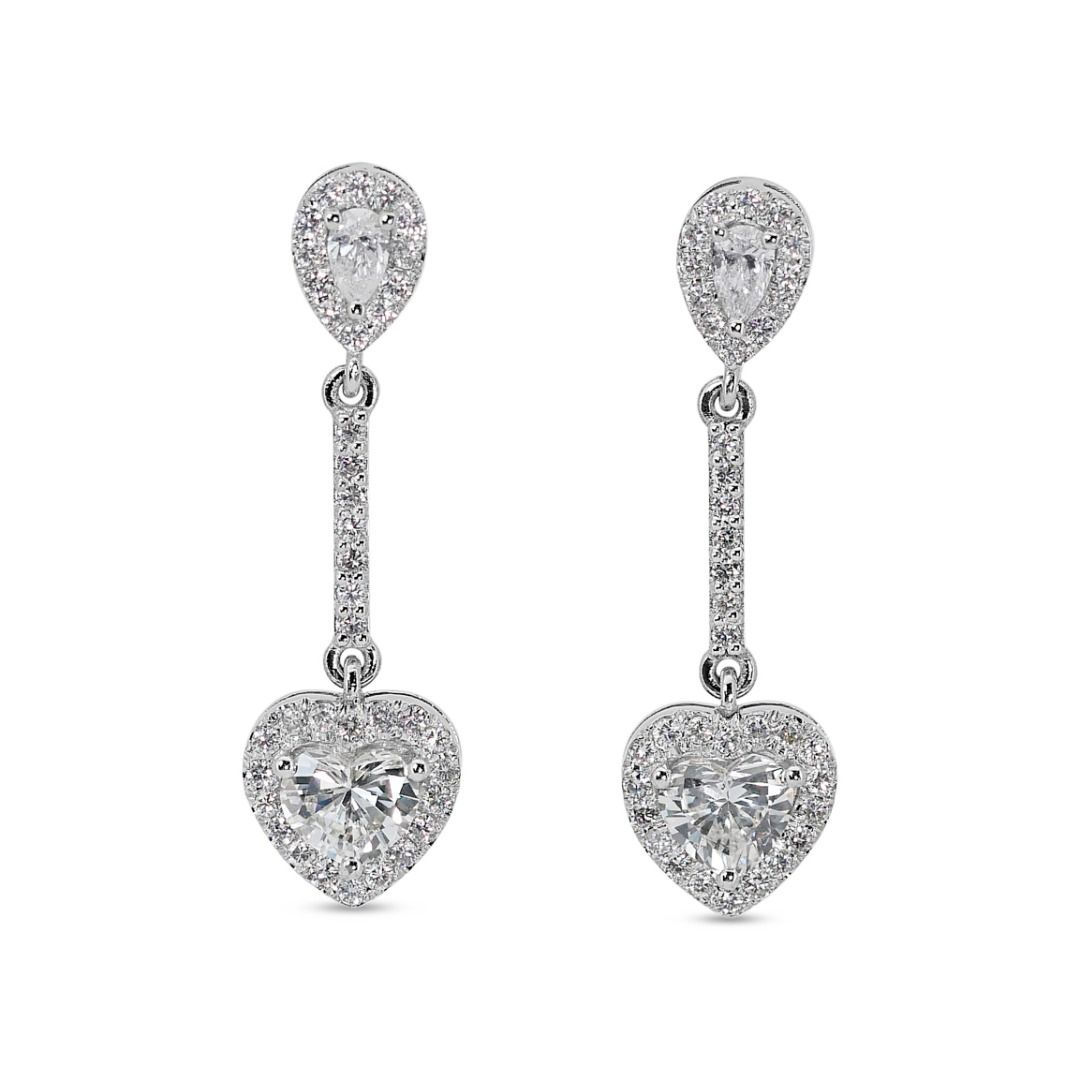 Lovely 1.36 ct. Heart Brilliant Diamond Earrings