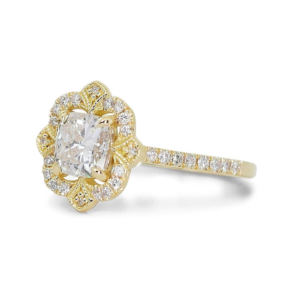 Magnificent 1.01ct. Cushion Shape Diamond Ring