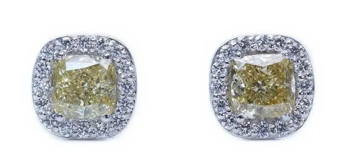 Glamorous 2.52ct. Cushion Brilliant Halo Diamond Earrings