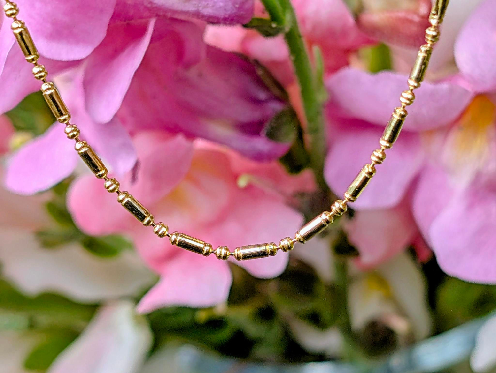 14k Bar and Ball Chain