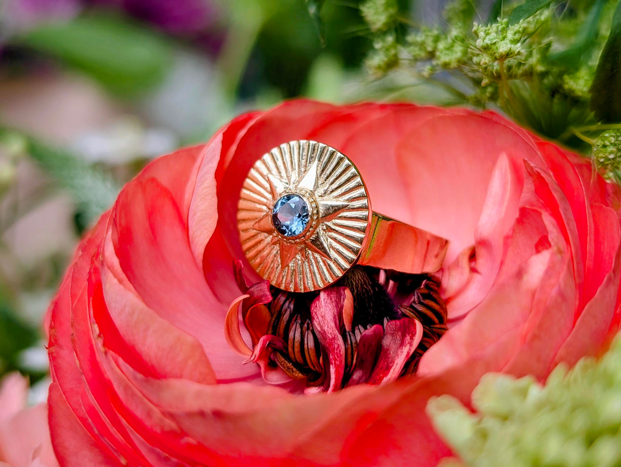 Rosette Ring with Montana Sapphire