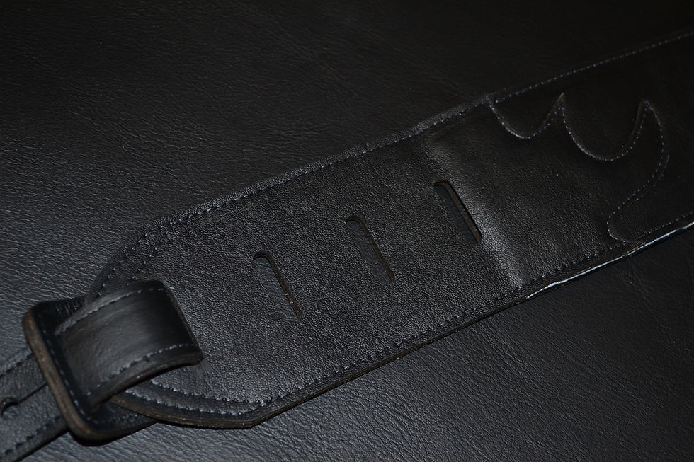 Thumbnail: Carlino Custom Flame Leather Guitar Strap Teal
