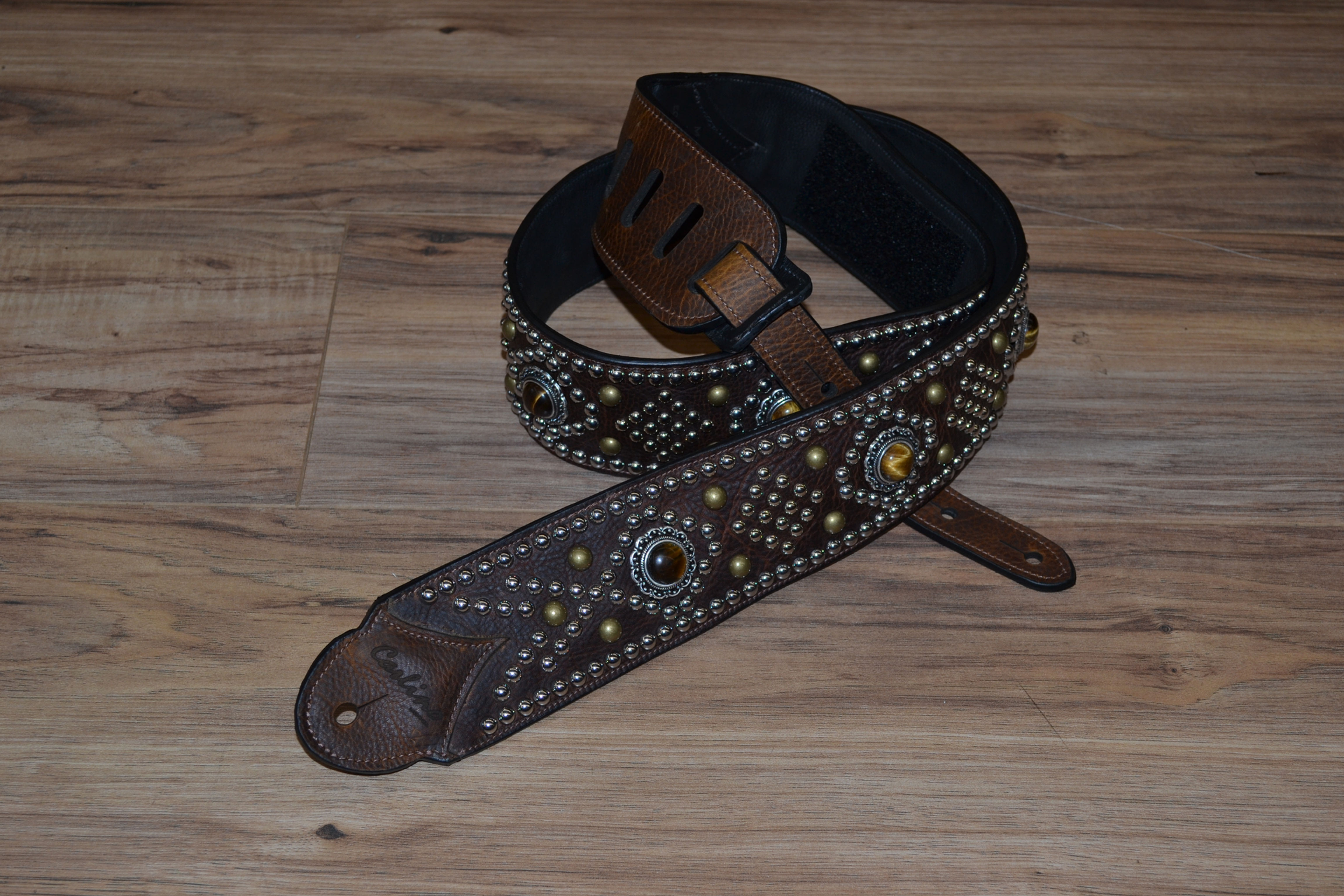Carlino Combo Swirl Tiger Eye Brown Leather Strap