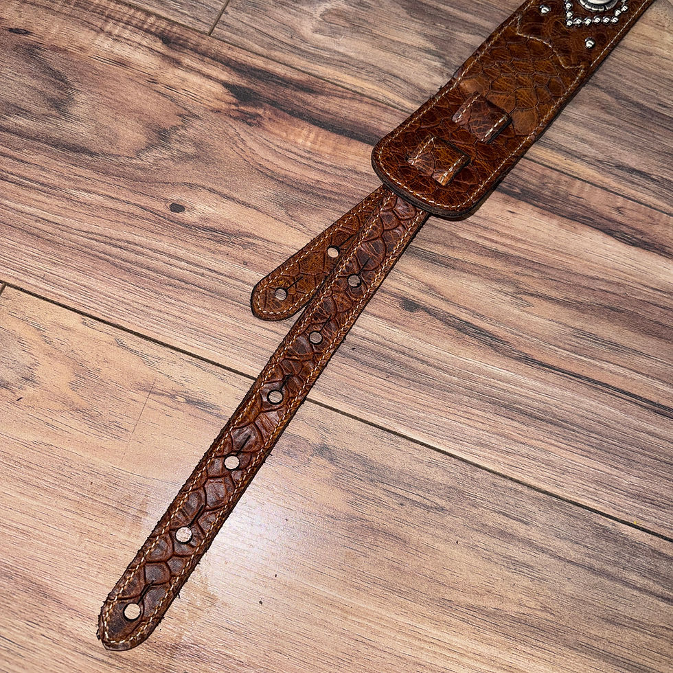 Thumbnail: Carlino Orianthi tan scale leather turquoise strap 