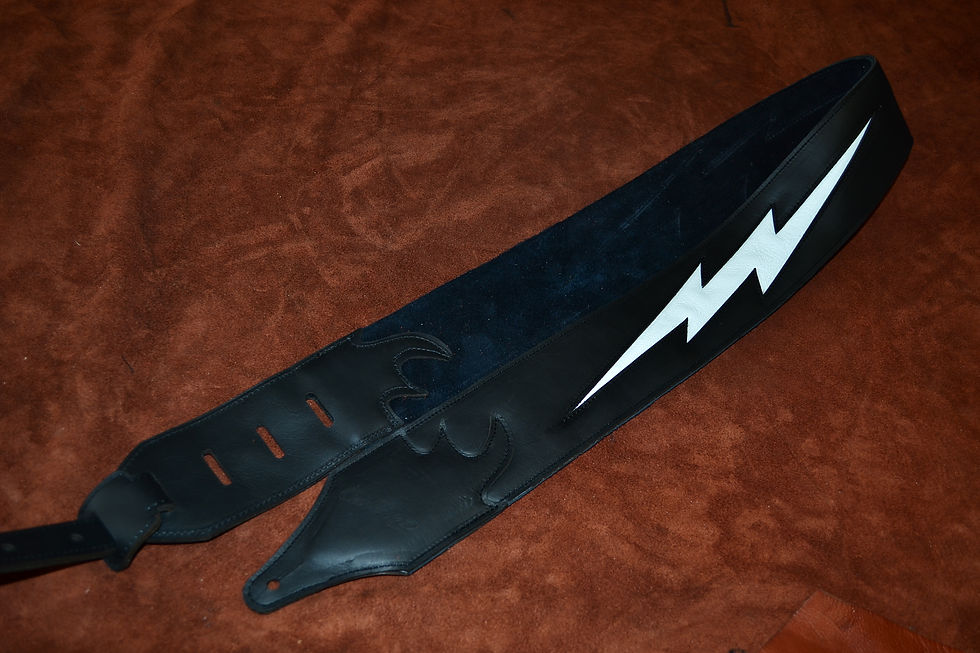 Thumbnail: Carlino Custom Leather Lightening Bolt Guitar Stra