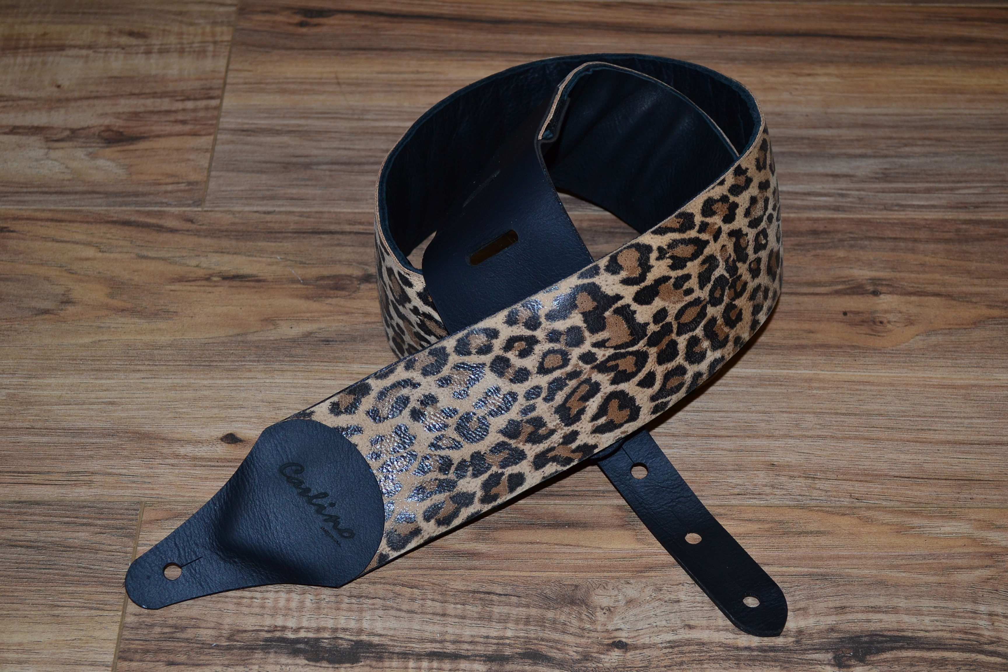 Carlino Leopard Print Lambskin Guitar Strap