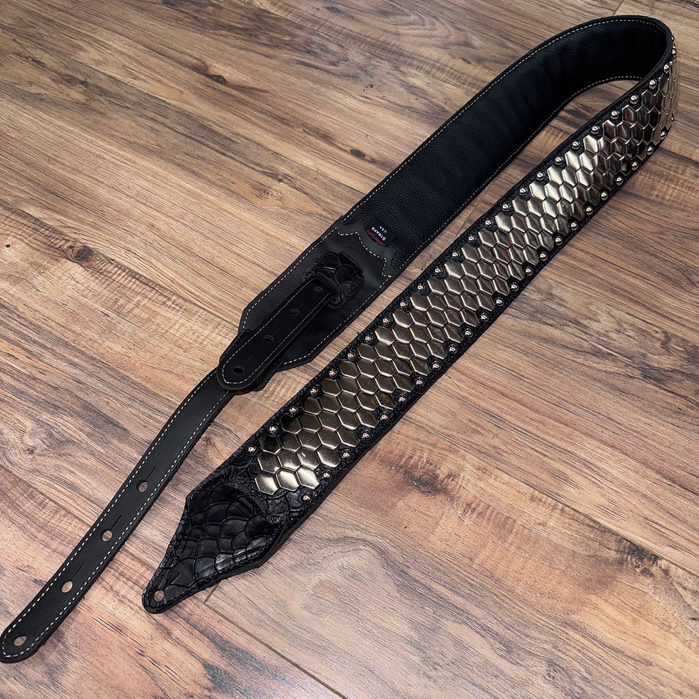 Thumbnail: Carlino black scale anaconda strap with nickel studs