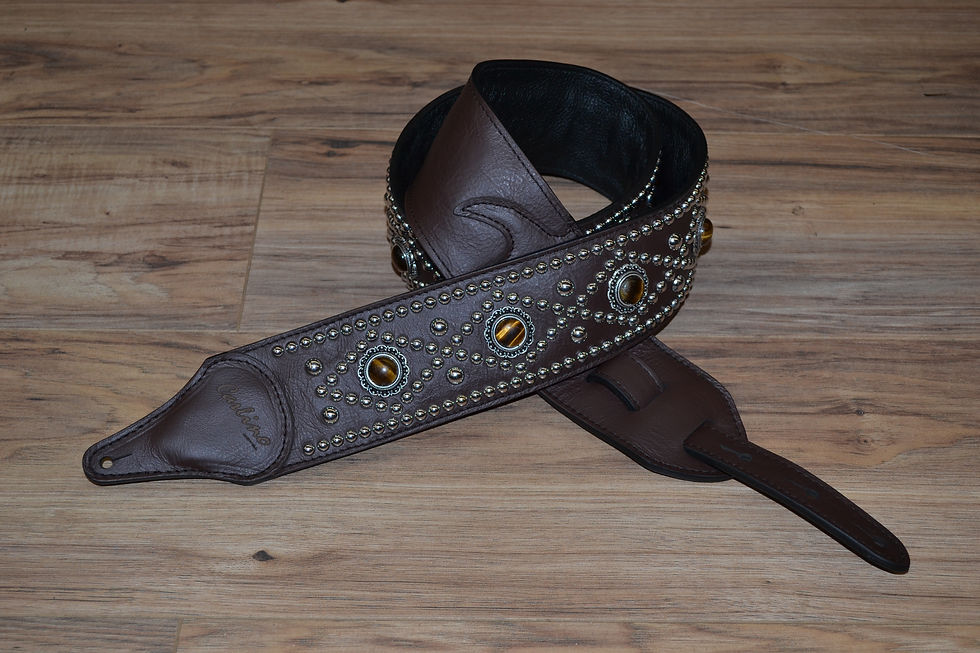 Carlino Triangle Tigereye Strap Brown Leather Guitar Strap