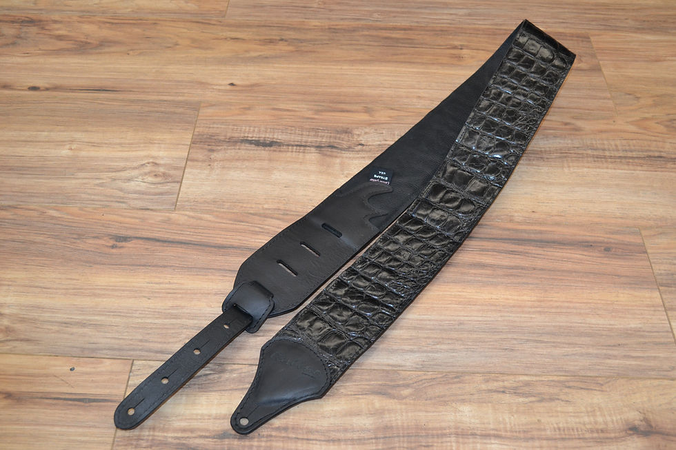 Thumbnail: Carlino Black Croc Leather Strap