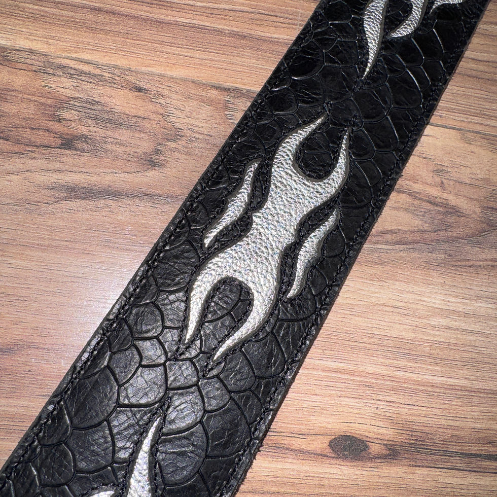 Thumbnail: Carlino Scale Leather Silver Flame Strap 