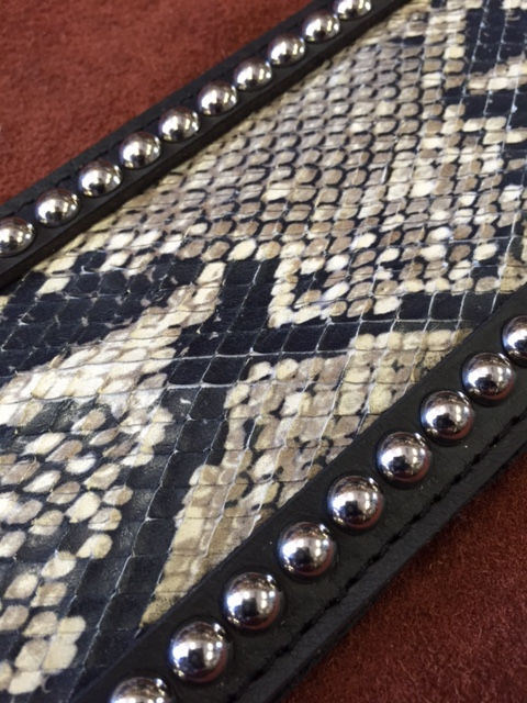 Thumbnail: Carlino Custom Cartouche Snake Stud Leather Strap