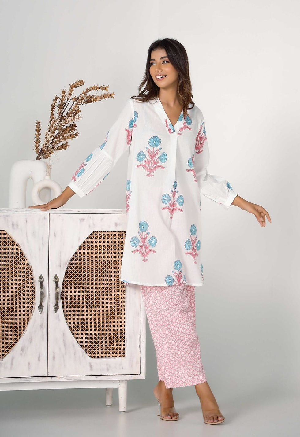 Thumbnail: New of Women Pure Cotton Kurta Palazzo Set
