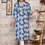 Thumbnail: Full-length women's blue cotton straight kurti with white floral print – comfortable daily wear kurti