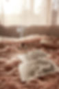 A pair of tarot cards lay on a pink fluffy blanket with smoke drifting up