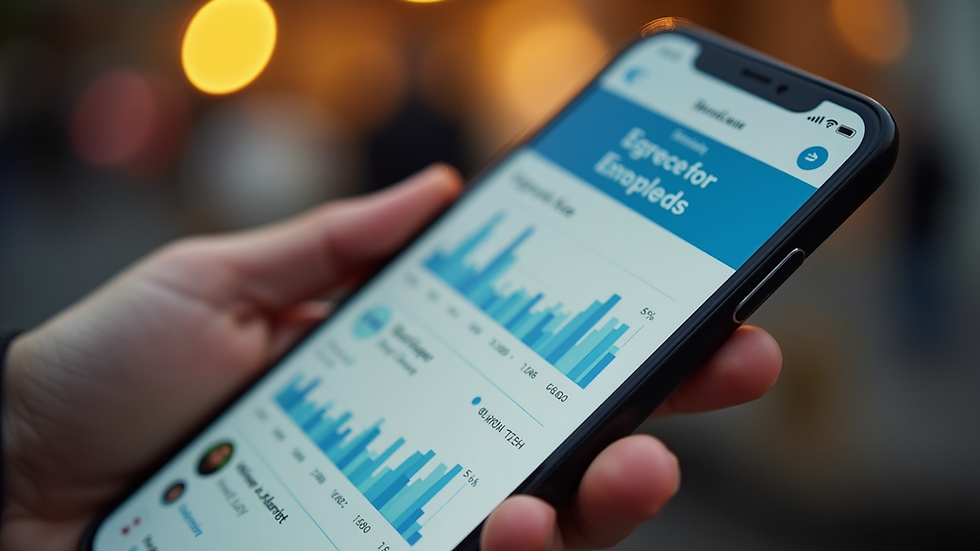 Eye-level view of a smartphone displaying social media engagement metrics