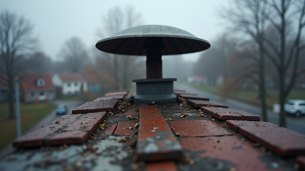 Eye-level view of chimney with a metal chimney cap installed