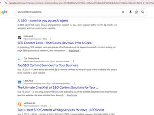 TLo Productions Ranked Top 10 on Google for “SEO Content Solutions”