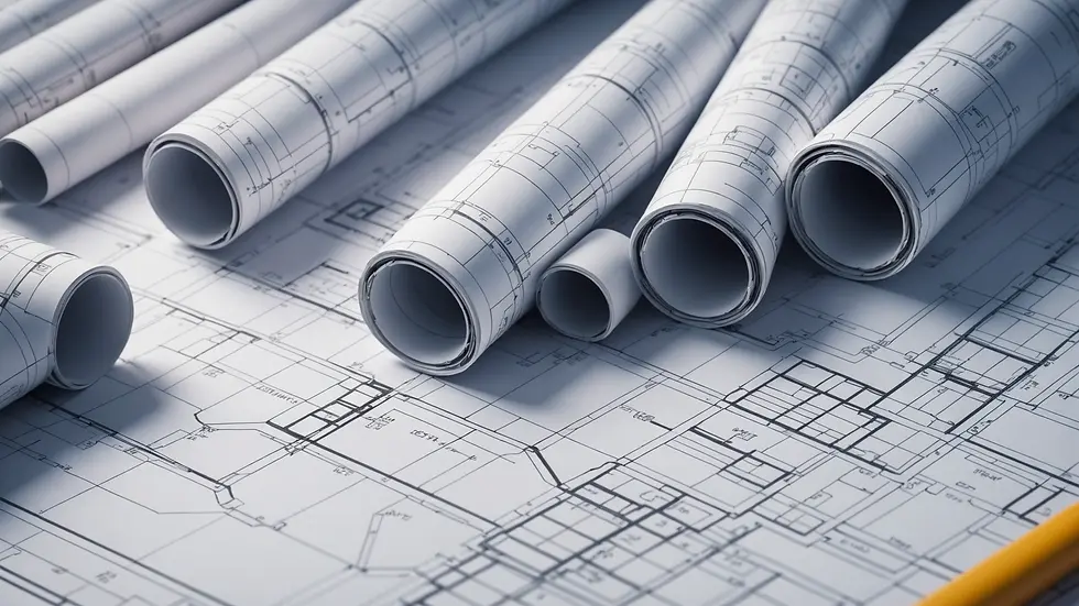 Close-up of a construction blueprint with detailed plans