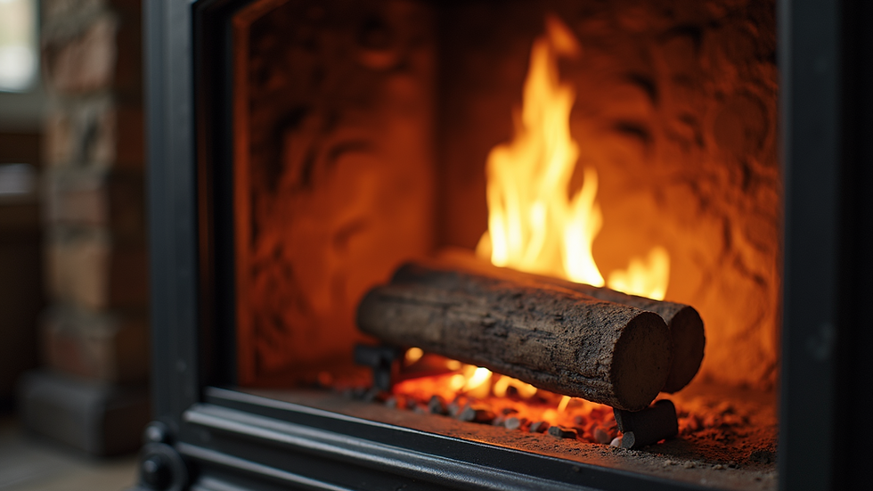 Close-up view of a clean fireplace chimney flue