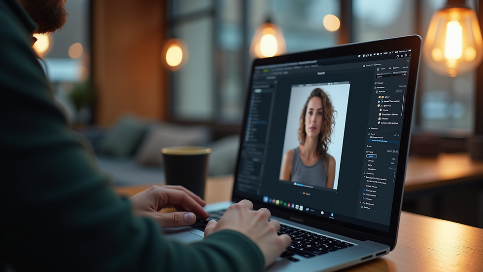 Close-up view of a laptop screen editing a social media video