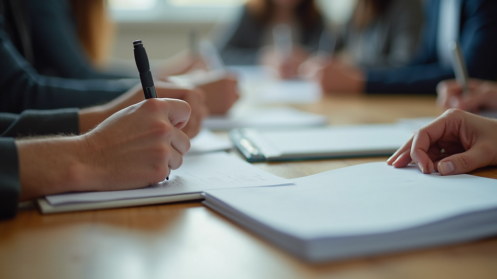 Close-up view of a support group meeting materials