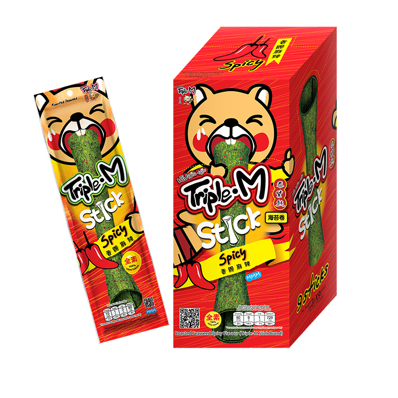 泰紫熊烤海苔卷 辣味 Triple M Seaweed Stick Spicy 9 packs