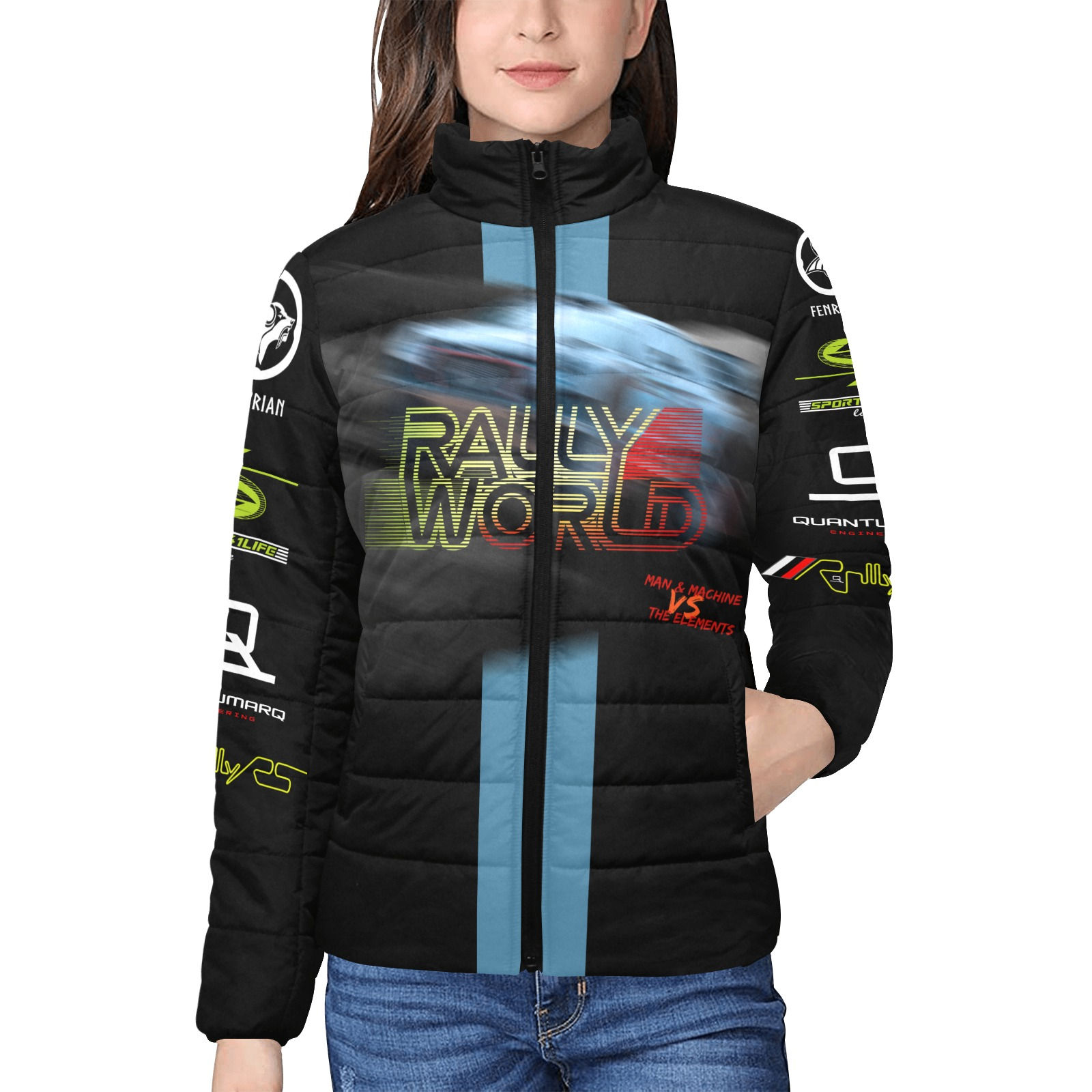 Rally World Women's Stand Collar Padded Jacket (Model H41)
