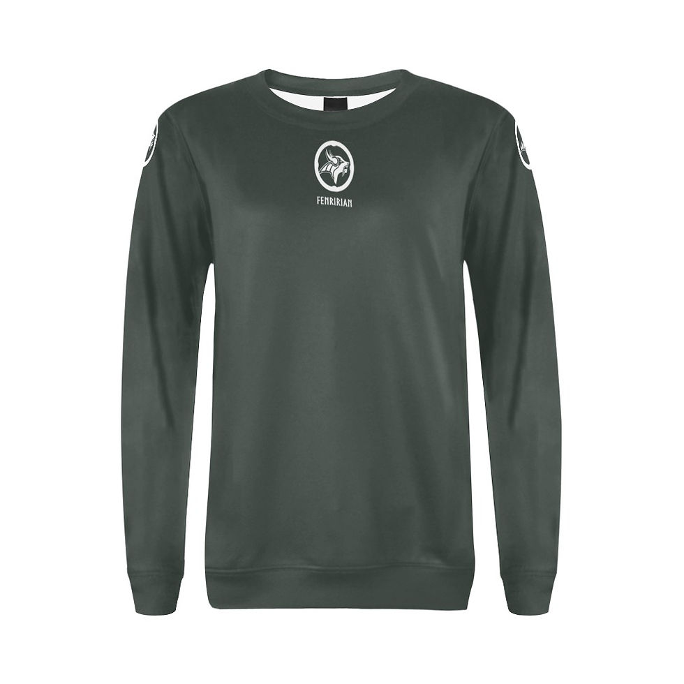 Thumbnail: Fenririan green grey All Over Print Crewneck Sweatshirt for Women (Model H18)