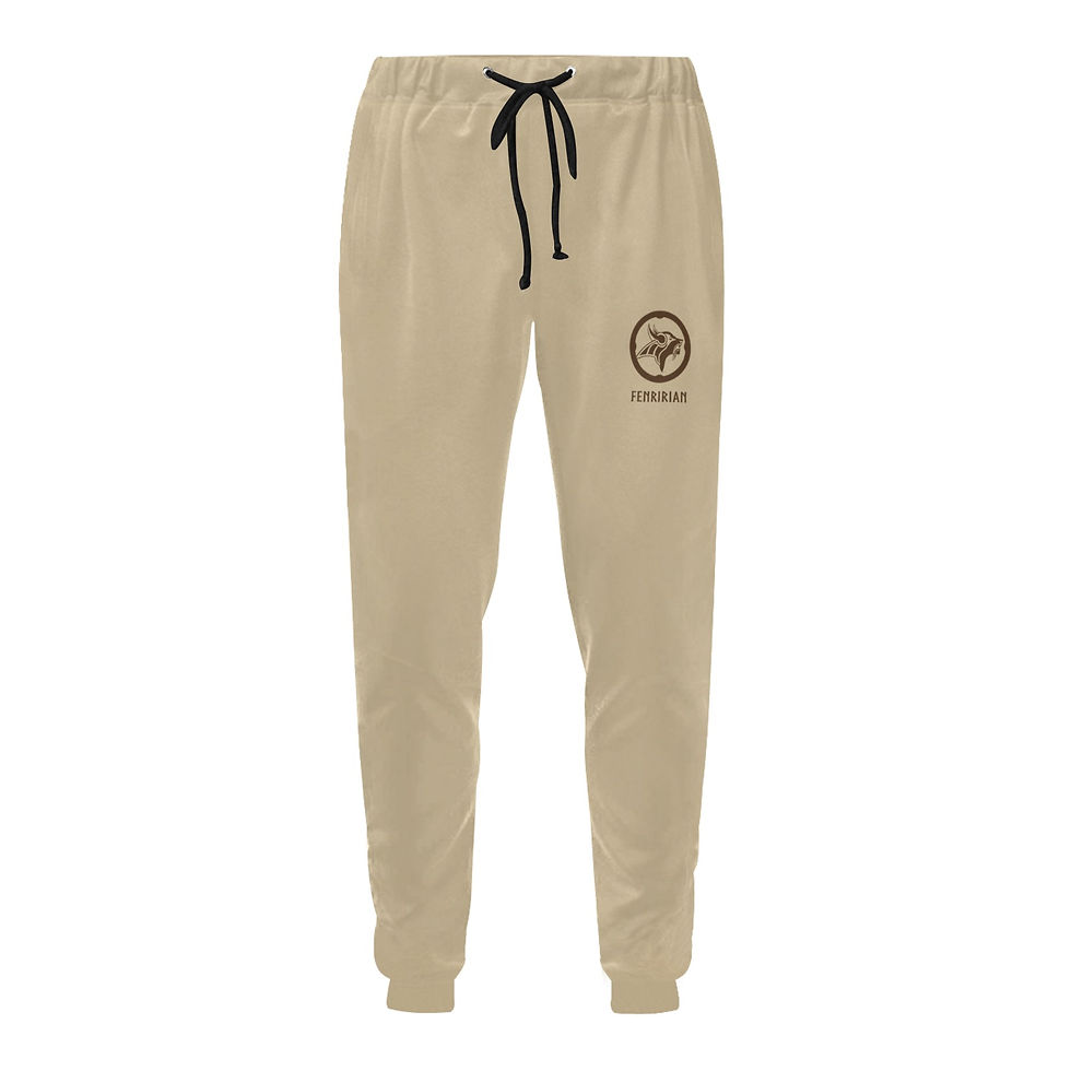 Thumbnail: Fenririan beige Men's All Over Print Sweatpants (Model L11)