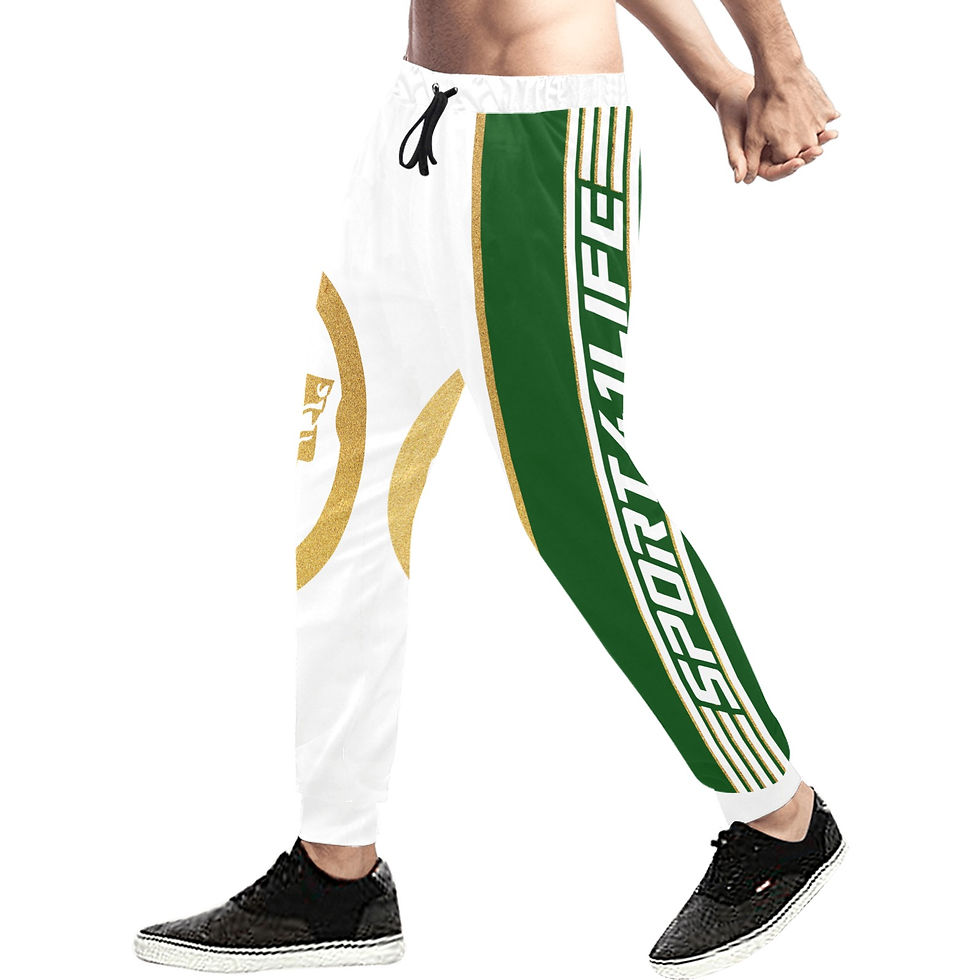 Thumbnail: Competition BAR green Men's All Over Print Sweatpants (Model L11)