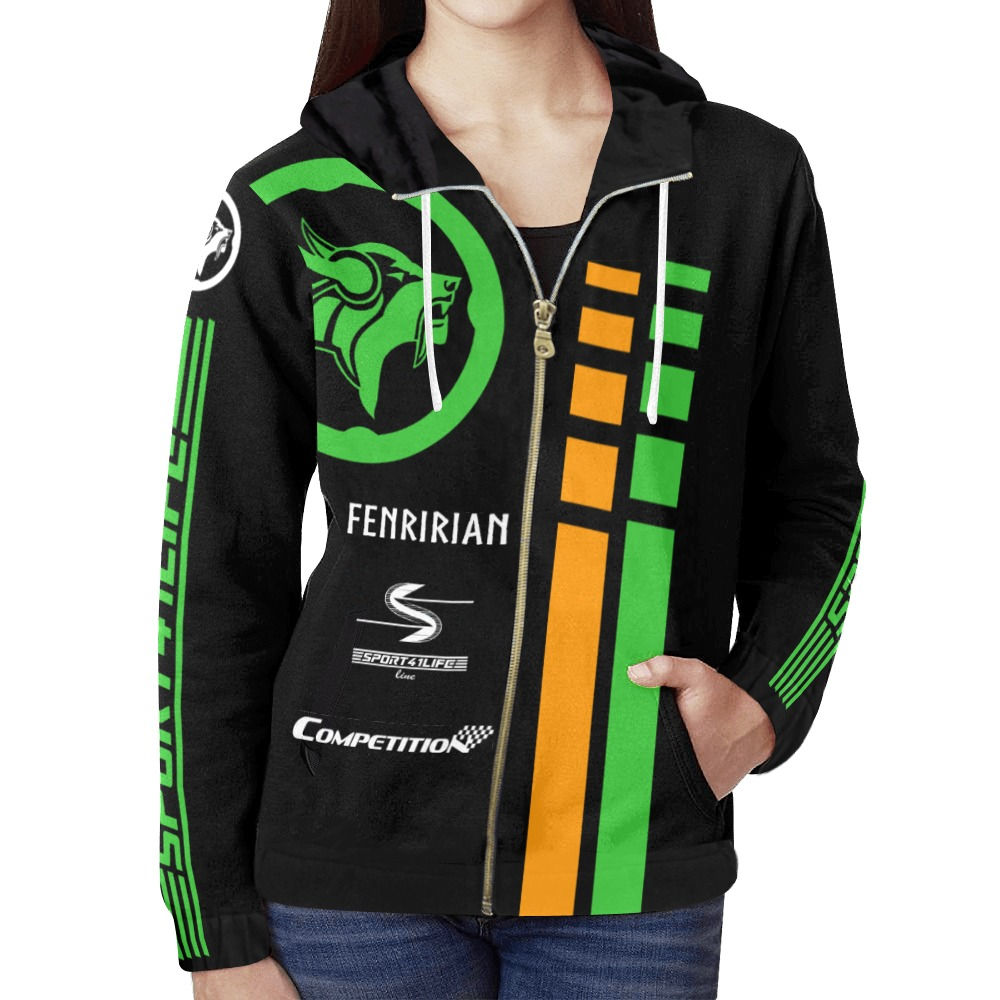 Competition FIR-TOR All Over Print Full Zip Hoodie for Women (Model H14)