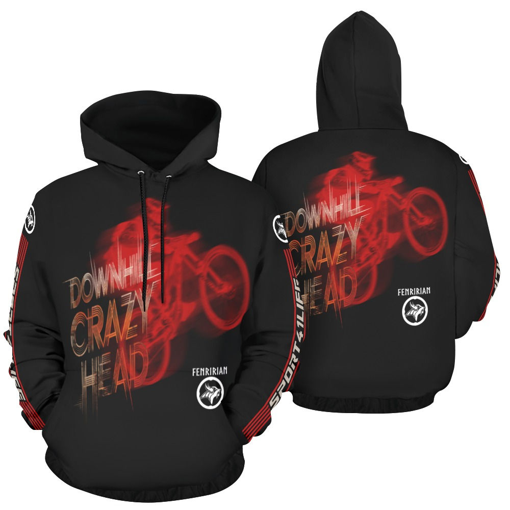 Downhill Crazy Head All Over Print Hoodie for Men (USA Size) (Model H13)