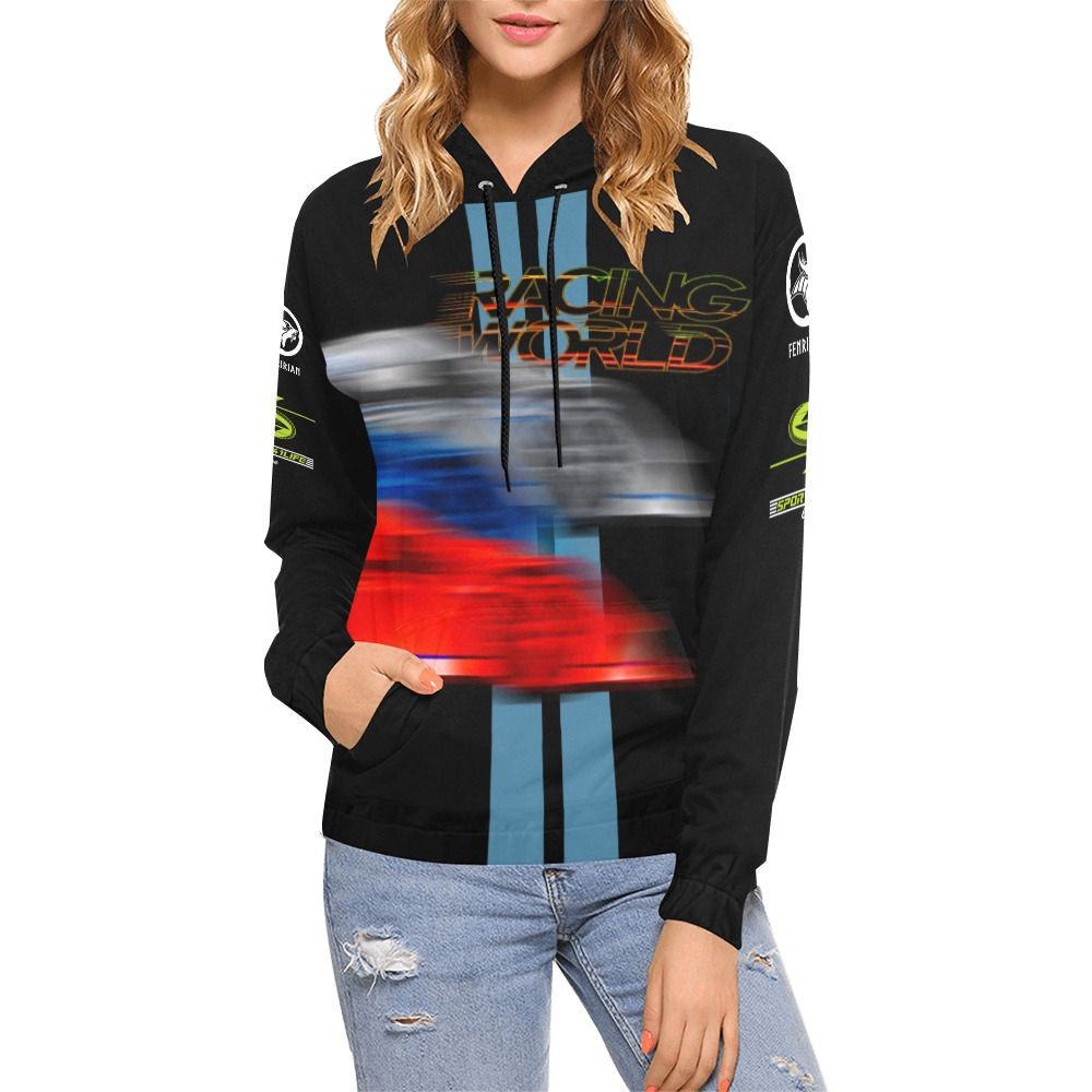 Racing World All Over Print Hoodie for Women (USA Size) (Model H13)