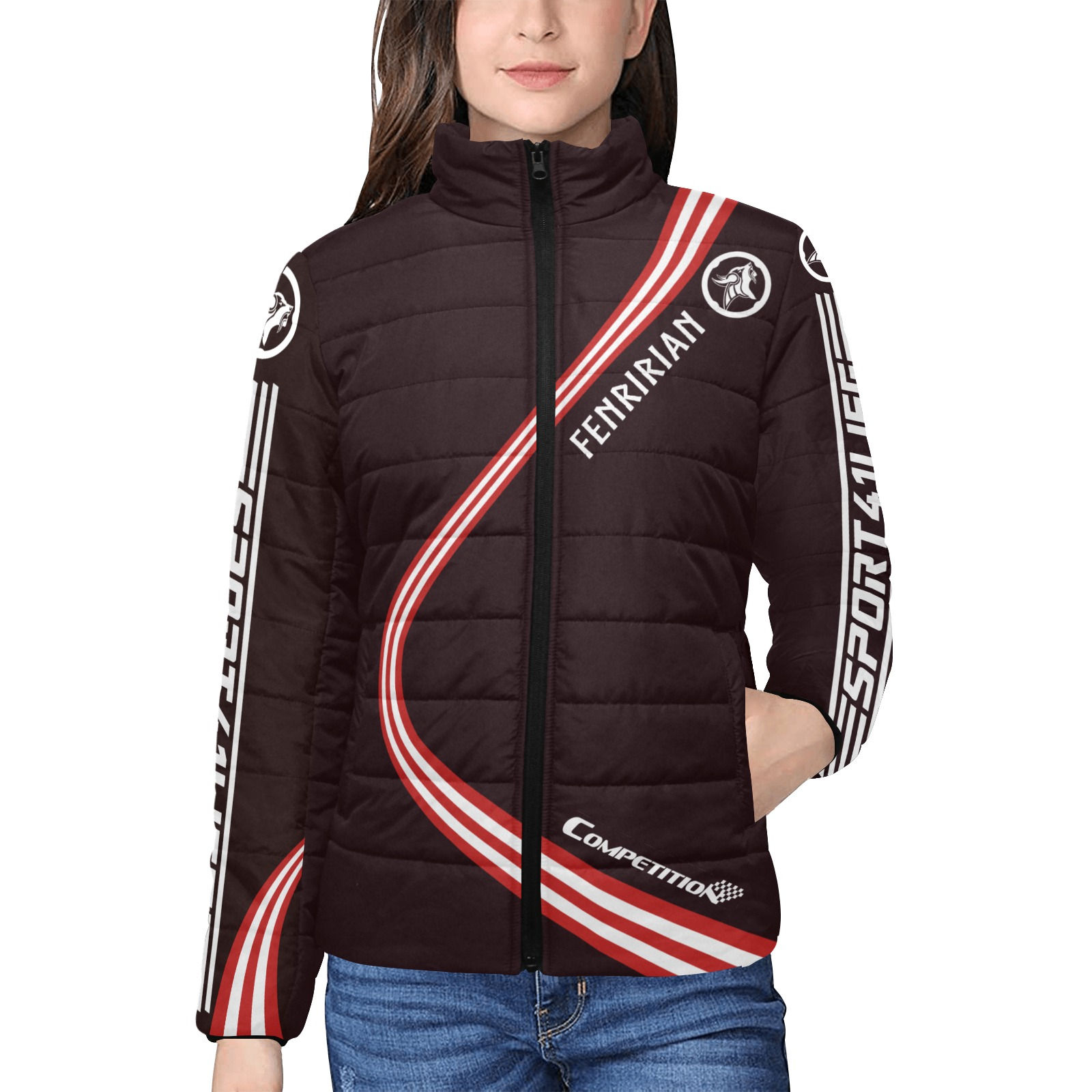 Competition MAR-RED Women's Stand Collar Padded Jacket (Model H41)