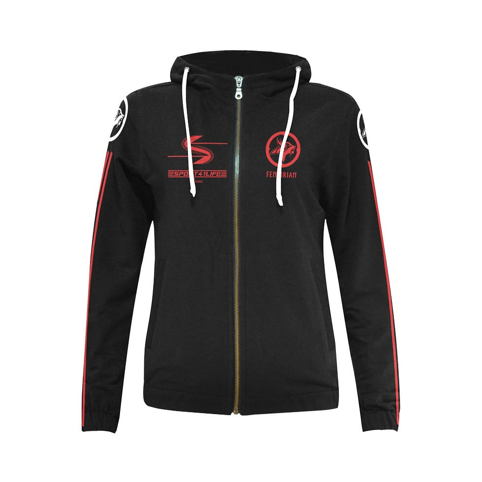 Thumbnail: Cyberpunk Motocross Rider All Over Print Full Zip Hoodie for Women (Model H14)