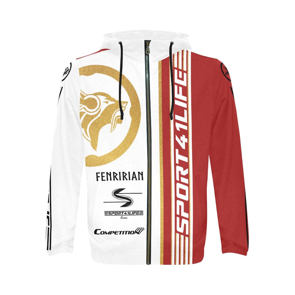 Thumbnail: Competition BAR red All Over Print Full Zip Hoodie for Men (Model H14)