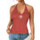 Thumbnail: Fenririan sport orange Women's V-Neck Halter Top (Model T83)