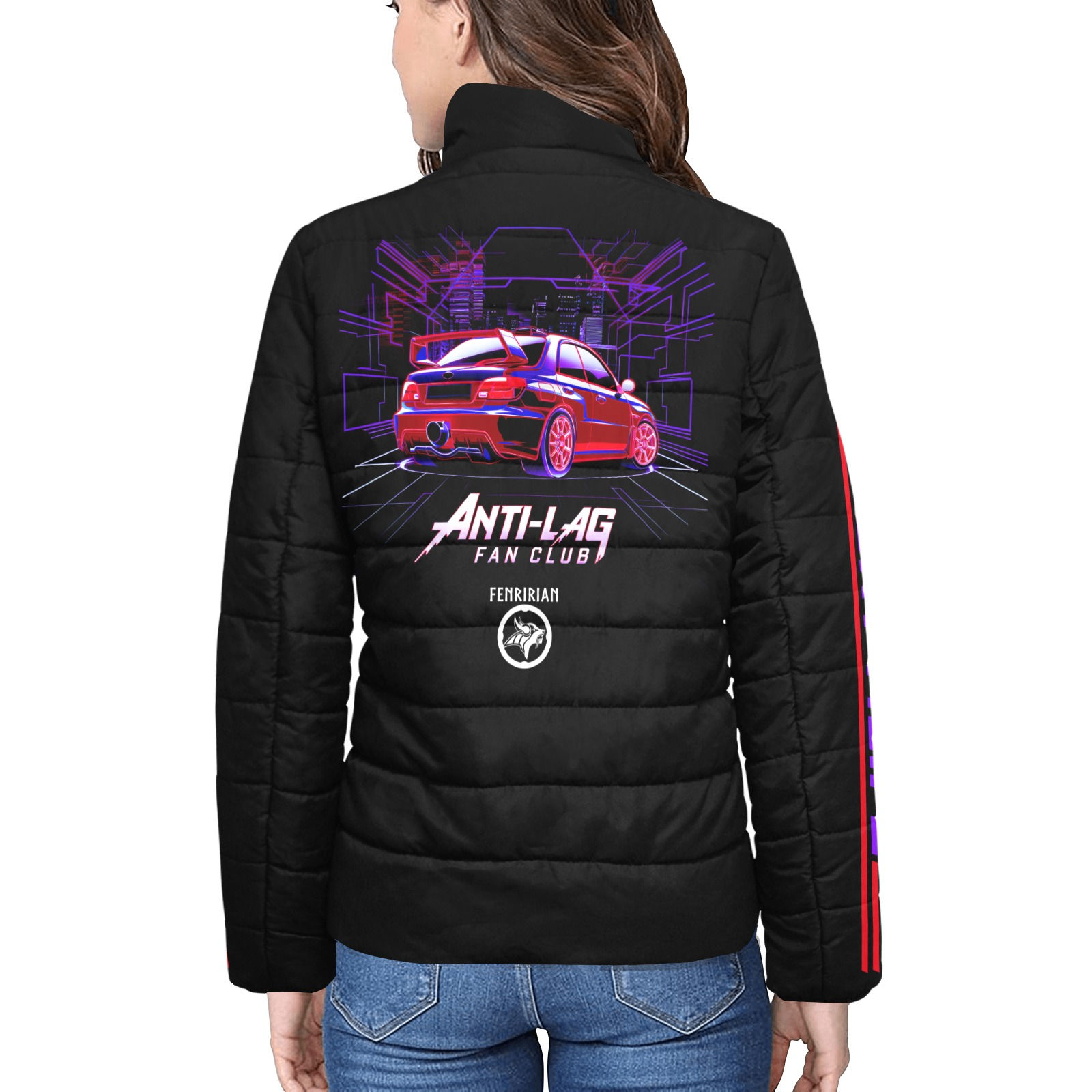Anti-Lag Fan Club Women's Stand Collar Padded Jacket (Model H41)