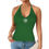 Thumbnail: Fenririan British green Women's V-Neck Halter Top (Model T83)