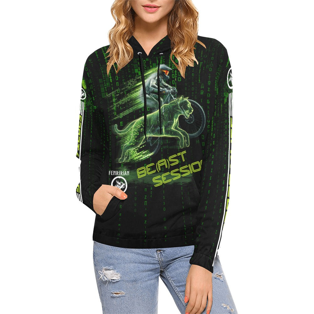 Matrix Mountainbiker All Over Print Hoodie for Women (USA Size) (Model H13)