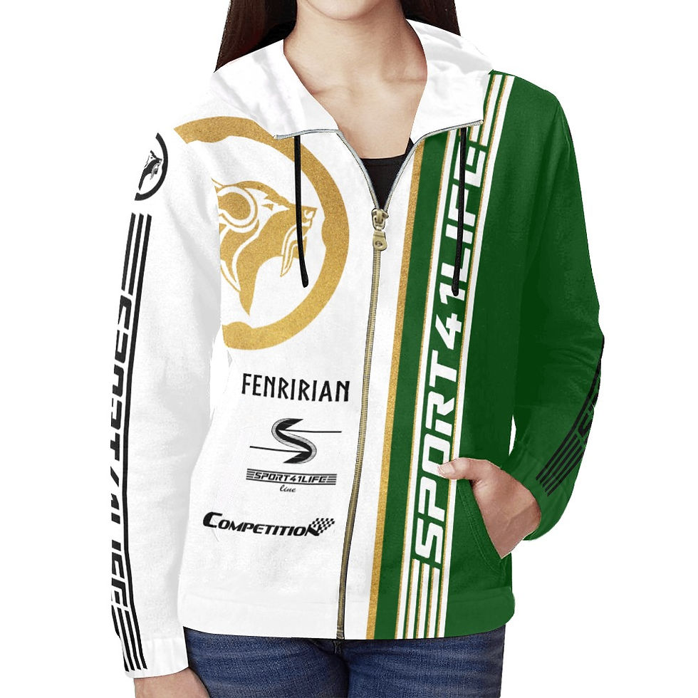 Thumbnail: Competition BAR green All Over Print Full Zip Hoodie for Women (Model H14)
