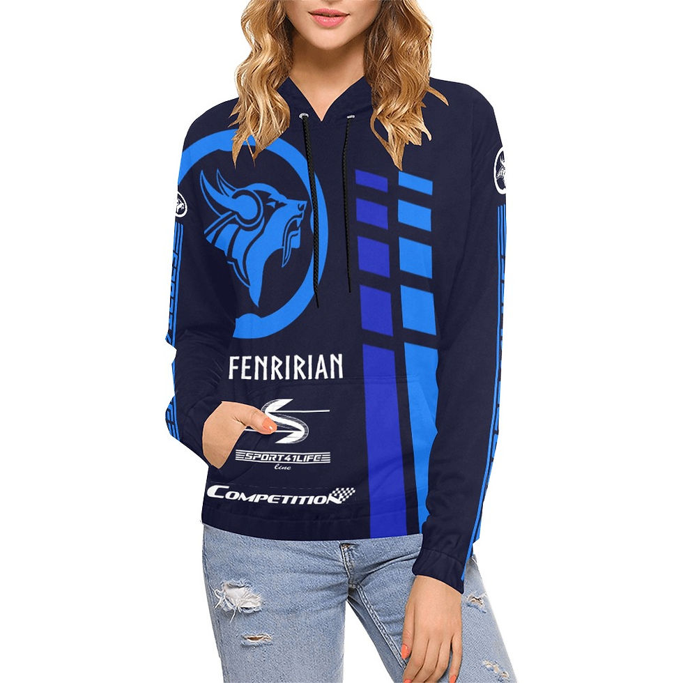 Thumbnail: Competition FIR-BLUES All Over Print Hoodie for Women (USA Size) (Model H13)