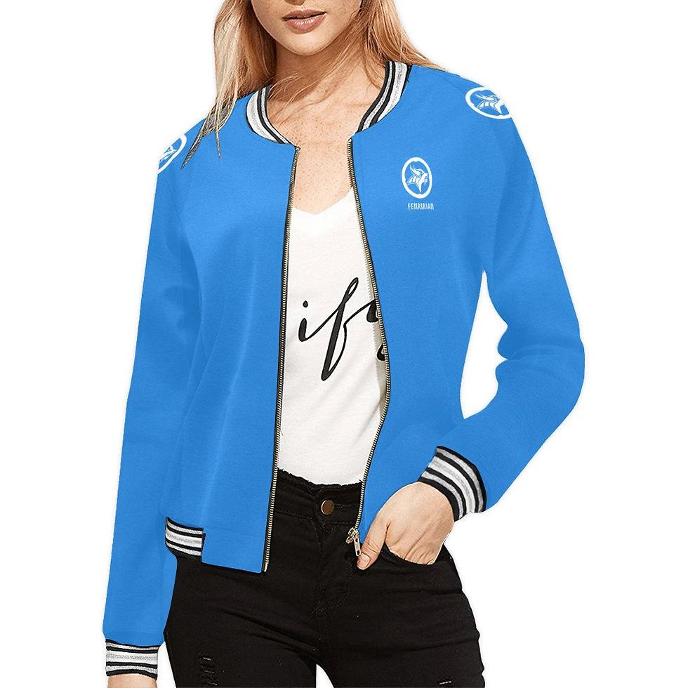 Fenririan sport blue All Over Print Bomber Jacket for Women (Model H21)