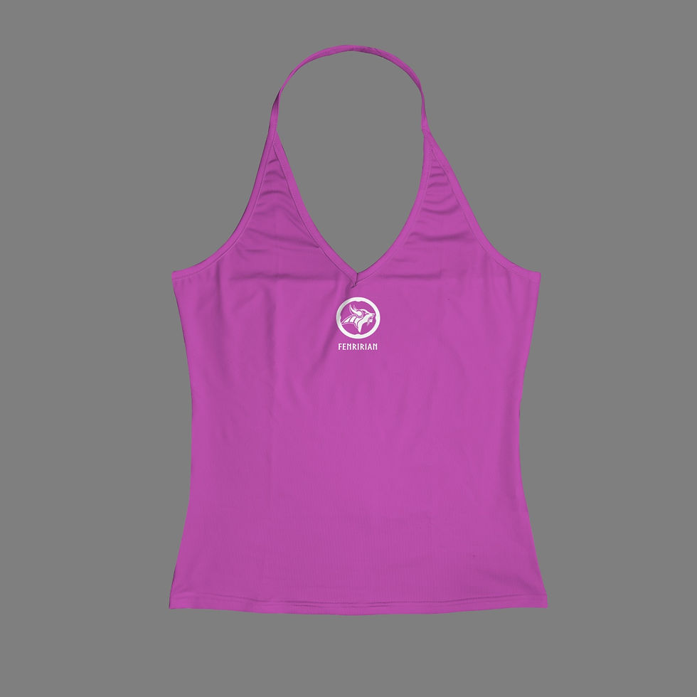 Thumbnail: Fenririan Azalea pink Women's V-Neck Halter Top (Model T83)