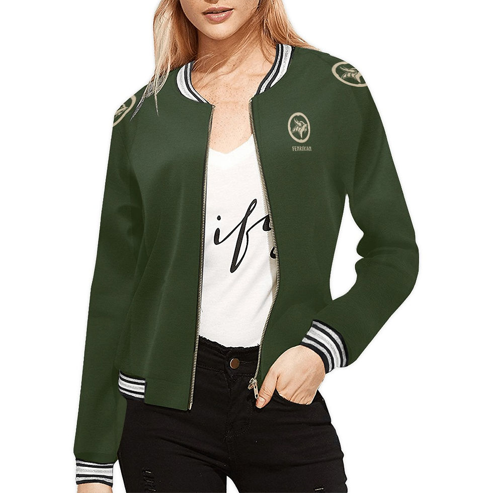 Fenririan military green All Over Print Bomber Jacket for Women (Model H21)