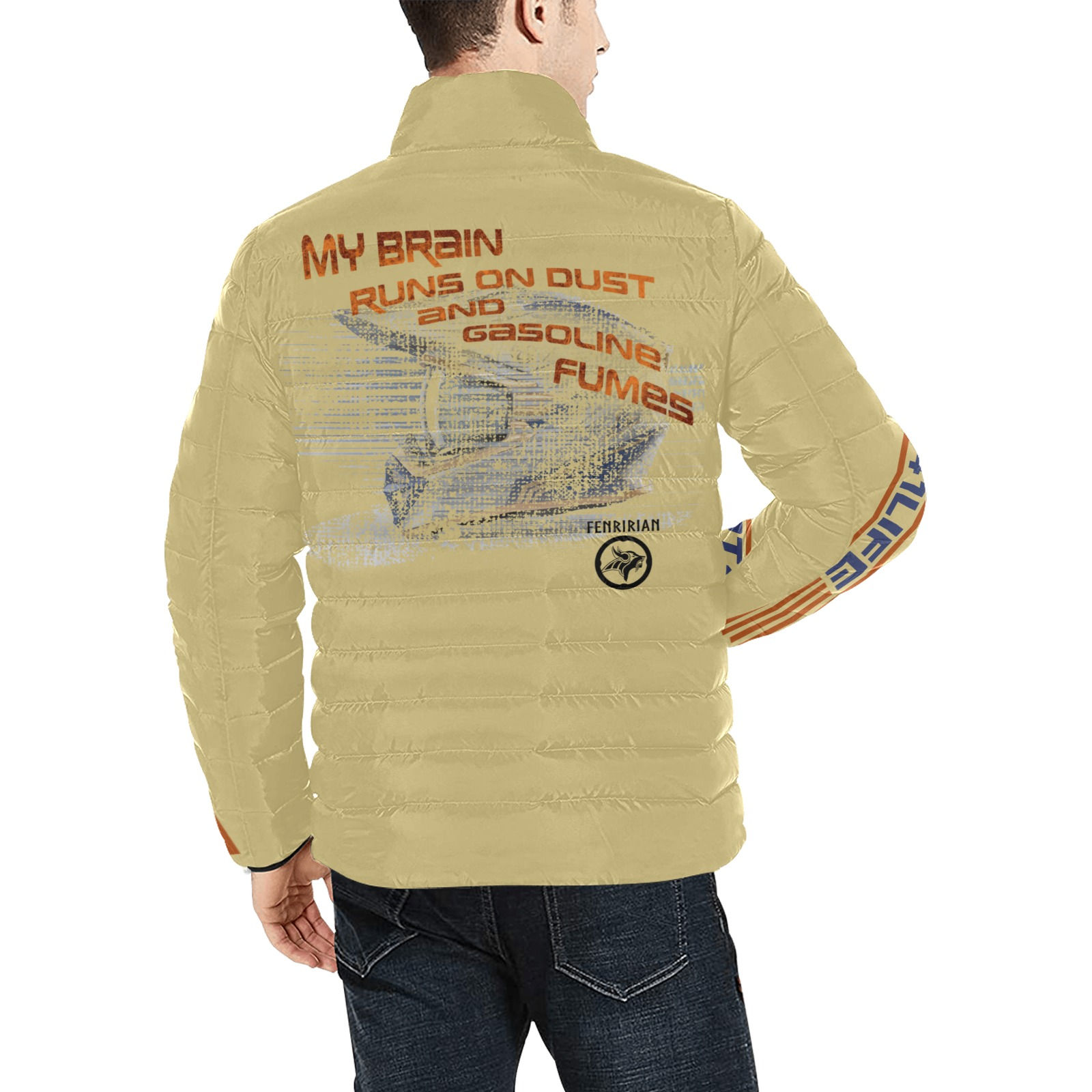 Dirtbike Rider Men's Stand Collar Padded Jacket (Model H41)