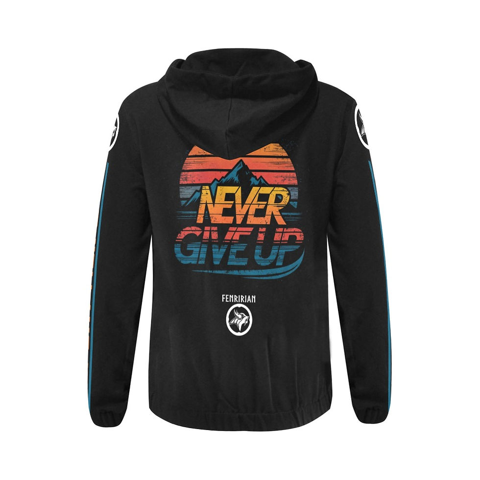 Thumbnail: Never Give Up All Over Print Full Zip Hoodie for Women (Model H14)