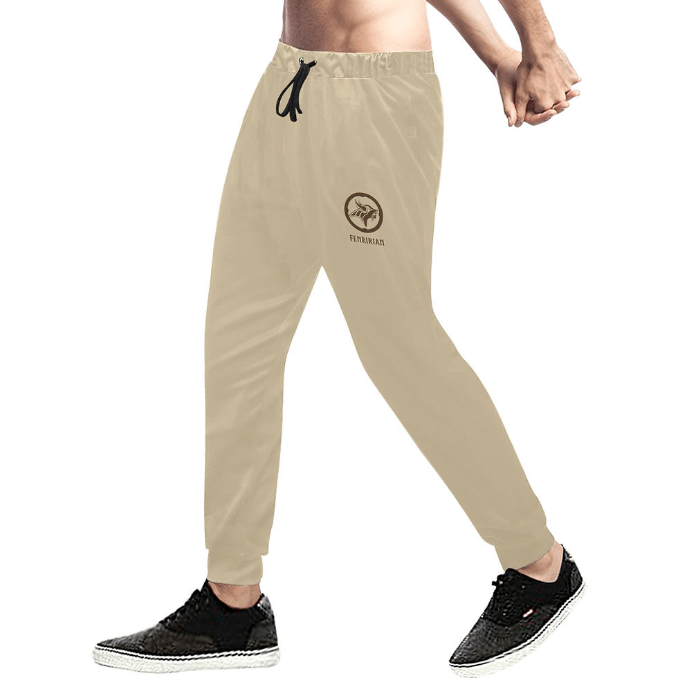 Thumbnail: Fenririan beige Men's All Over Print Sweatpants (Model L11)